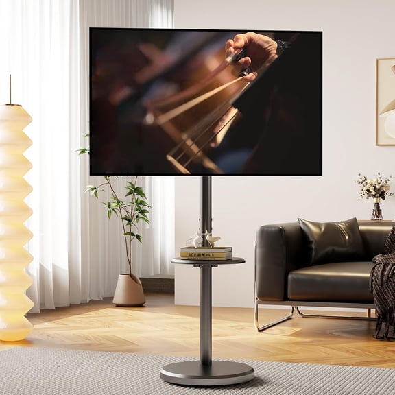 Mobile TV Cart Rolling TV Stand for 10-46 Inch Flat/Curved Screen Up to 88lbs, Height Adjustable Portable TV Cart with Tilting and Rotating, TV Stand with Wheels, Max VESA 200x200mm