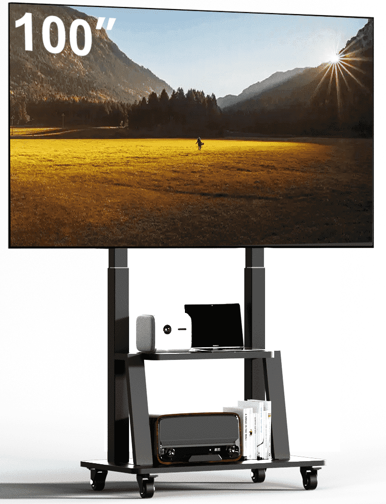 Mobile TV Cart Rolling TV Stand for 42- 100 inch Television Heavy Duty Portable TV Stand on Wheels, Height Adjustment, Holds Up to 180 LBS, Vesa 200×200-900×600mm