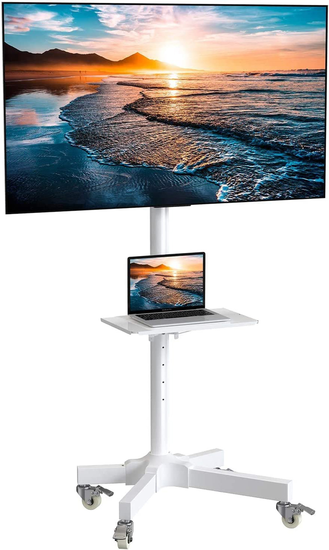 Mobile TV Cart with Wheels for 23 to 60 inch LCD LED 4K Flat Curved