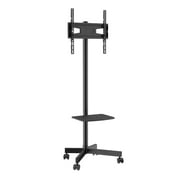 Mobile TV Stand Cart Height Adjustable with Wheels and Tray for 23 to 60 Inch TVs Audio Visual Devices Rolling Mount for Bedroom Living Room