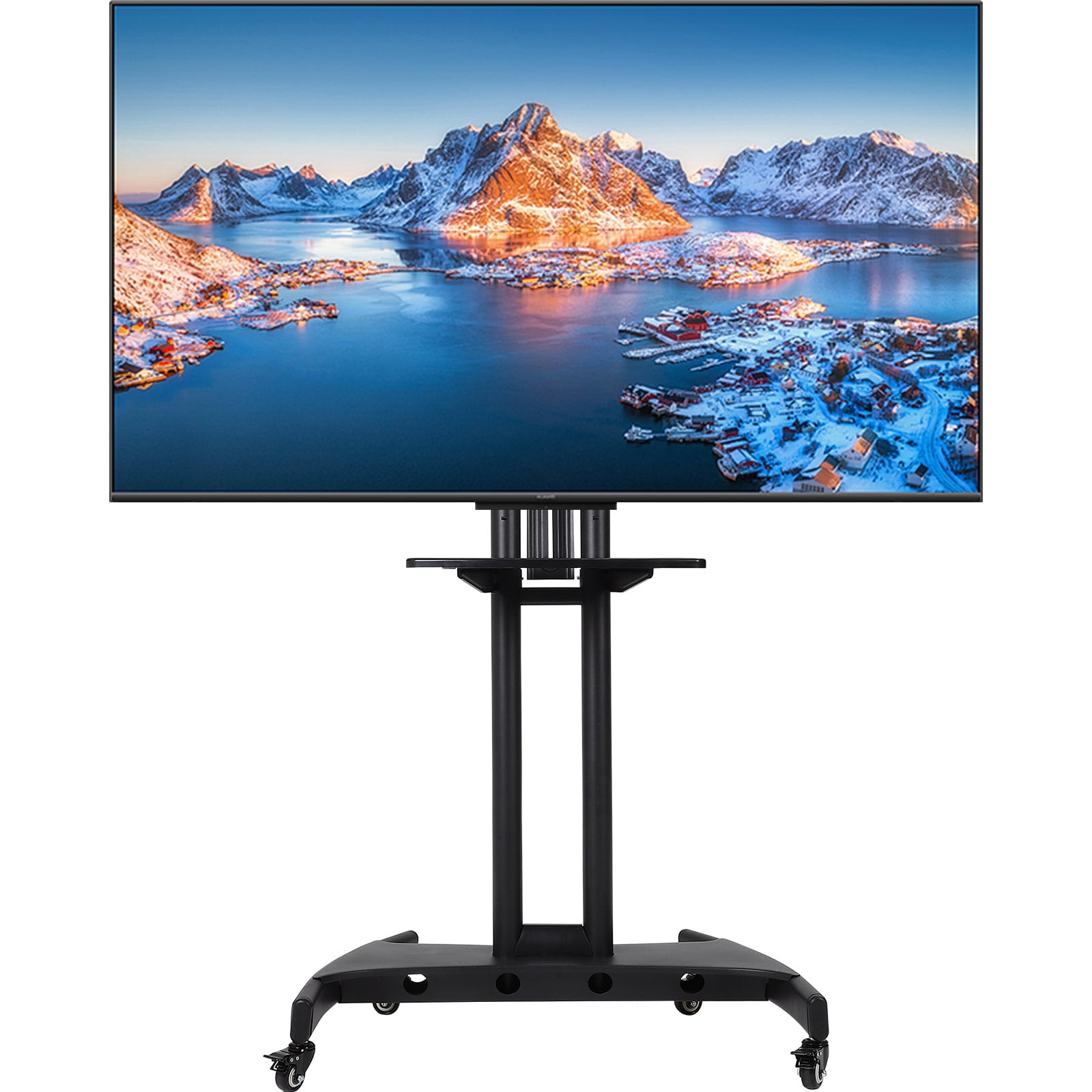 Mobile TV Stand, Mobile TV Cart with Wheels for 32-75'' Flat/Curved Screen TVs