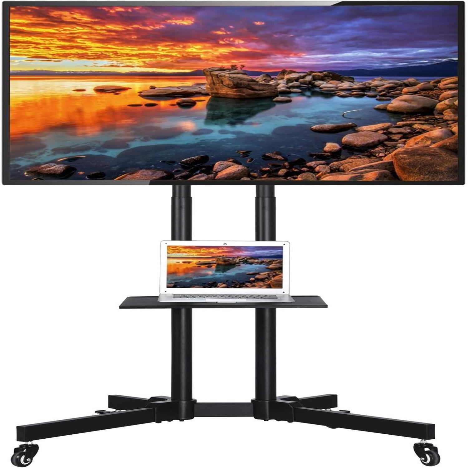 Mobile TV Stand with Wheels for 3275 Inch LCD LED Screens TVs Height