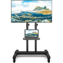 Mobile TV Stand for TVs up to 75 inch Tilt Heavy Duty Rolling TV Cart, Black