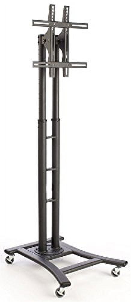 Black Adjustable Mobile TV Stand with Locking Wheels for 32-65 Inch Screens