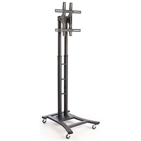 Mobile TV Stand with Wheels for LCD, Plasma or LED Monitors Between 32 and 65 inches, Height-Adjustable - Black (MBTVSBKBV2)