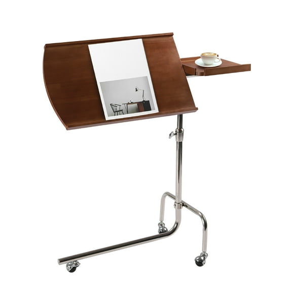 Mobile Table 180 Angle Height Adjustable Rolling Laptop Desk Sofa Bed Tray C-Shaped Notebook Table Stand 3 Universal Wheels