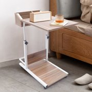 Mobile Table Mobile Snack Sofa End Table Laptop Table C Shaped W/Lockable Universal Wheels for Bedrooms, Study Rooms, Dormitories