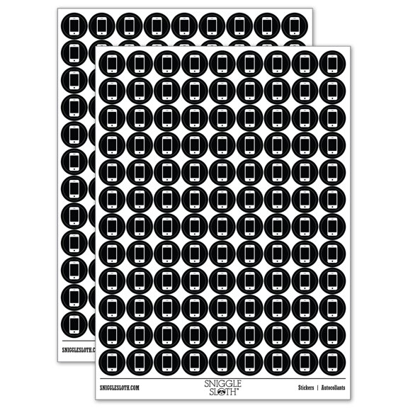 Mobile Tablet Phone 200+ Round Stickers - Black - Matte Finish - 0.50" Size