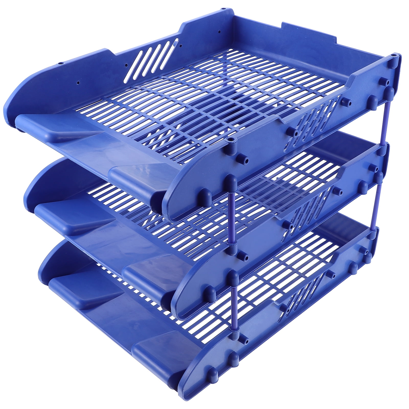 Mobile ThreeLayer File Tray Plastic Data Basket Rack Office Organizing