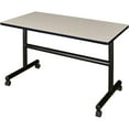 thumbnail image 1 of Mobile Training Table 48 Inch - Flip Top Conference Table with Wheels - Adjustable Office & Classroom Table - Maple Finish, 1 of 6