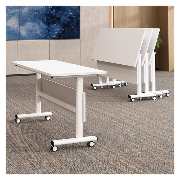 Mobile Training Table with Wheels Folding Conference Room Tables with Flip-Top Design,Rectangular Conference Room Table for Office Training Room