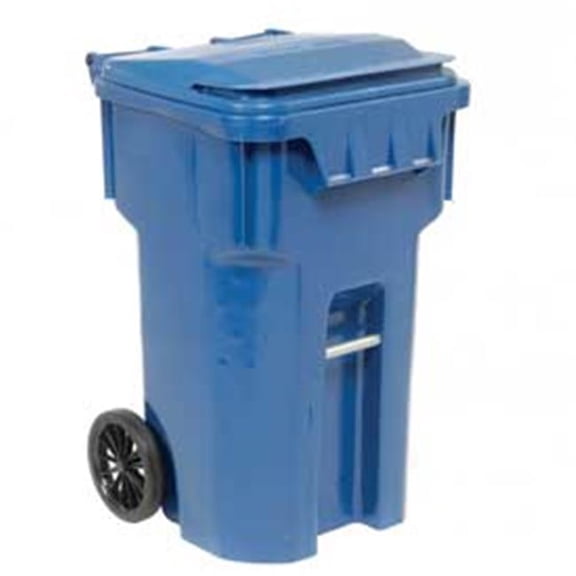 Mobile Trash Container - Blue - 65 Gallon - Heavy Duty Design
