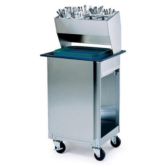 Mobile Tray & Rack Dispenser With silverware dispenser