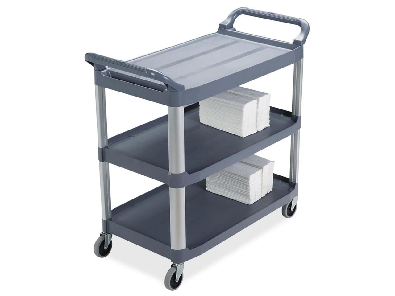 Gray Heavy Duty 3-Shelf Rolling Utility Cart with Metal Uprights