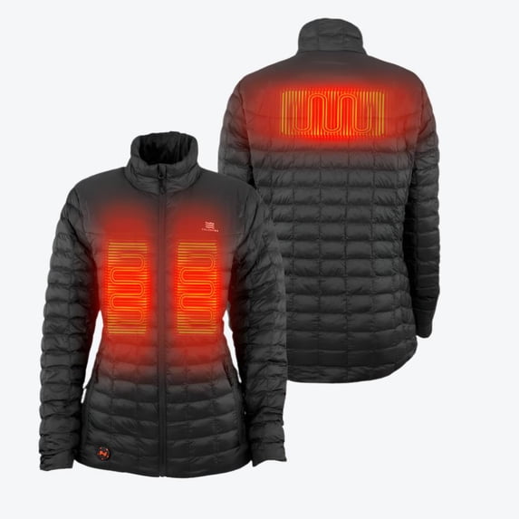 Mobile Warming Backcountry Heated Jacket for Women, Lightweight, 3 Heat Zones, Bluetooth, Battery Included, Black, XS