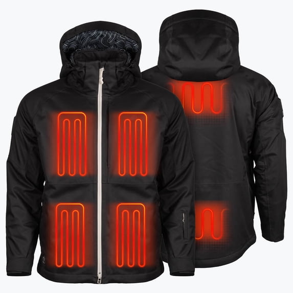 Mobile Warming Denali Heated Snow Jacket for Men, Waterproof Ski Coat, 6 Heat Zones, RECCO Reflector, Black, Small