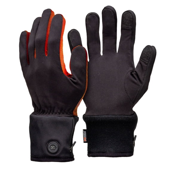Mobile Warming Heated Glove Liners for Men and Women, Heat Coils on Fingers and Thumb, 4-Way Stretch, Touchscreen Fingertips