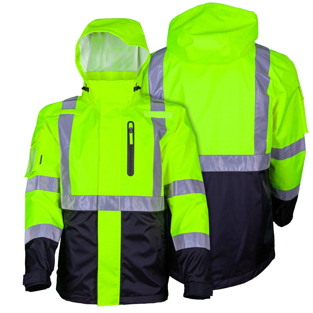Mobile Warming HiVis Heated Rain Heated Jacket Men's 7.4 Volt HiViz