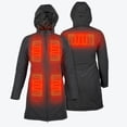 thumbnail image 1 of Mobile Warming Meridian Heated Jacket for Women, Knee-Length with Removable Hood, 5 Heat Zones, Black, 2XL, 1 of 5