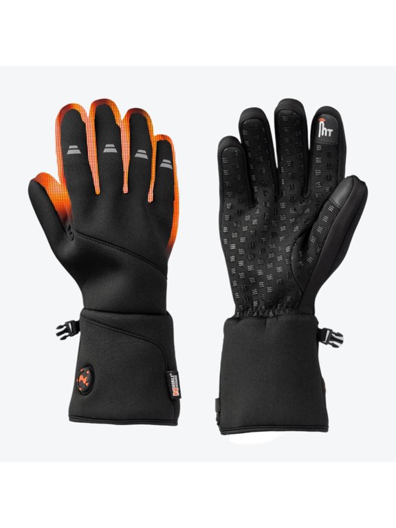 Neoprene Heated Gloves for Men and Women, Silicone Non-Slip Palms, Touchscreen Fingertips, Buckle Pair Keeper