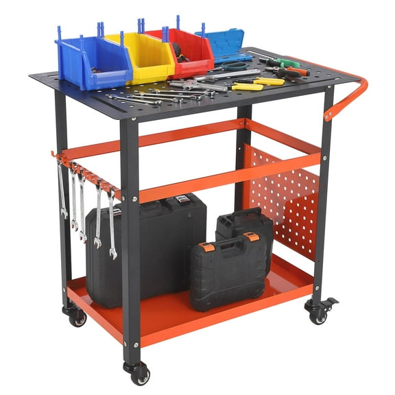 Mobile Welding Table,Portable Rolling Welding Table with Holes 5/8-Inch,36''x 24" Welding Table Top,Steel Welding Workbench with Pegboard,Hooks,Tool Slots,Storage,1200LB Welding Fixture Table for Shop