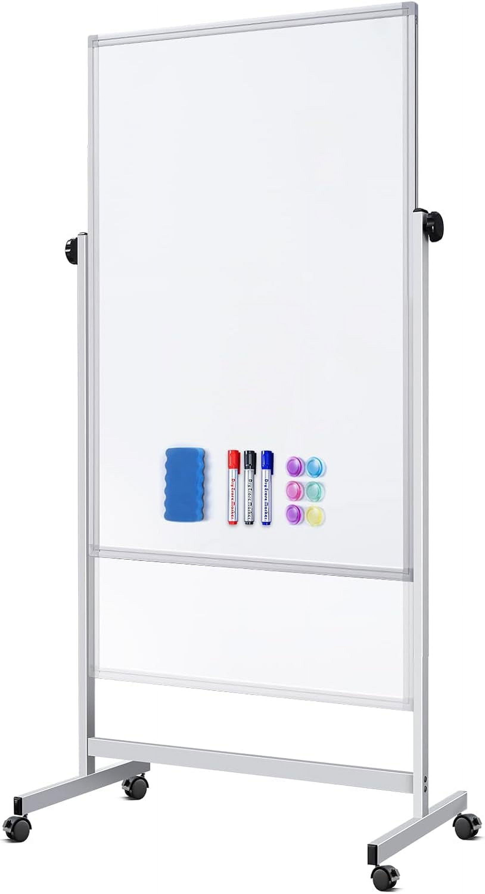 Mobile Whiteboard 32x48 Inch Height Adjustable - Double-Sided Magnetic Dry Erase Board