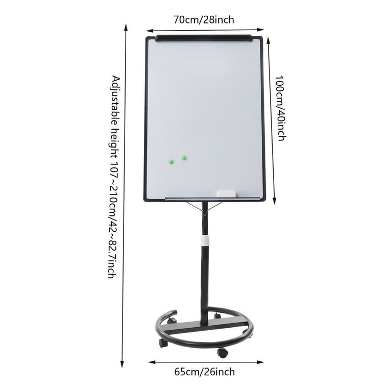 Mobile Whiteboard 40x28 inch Large 360 Rolling Adjustable White Board Easel, Size: 70*100cm/28*40inch