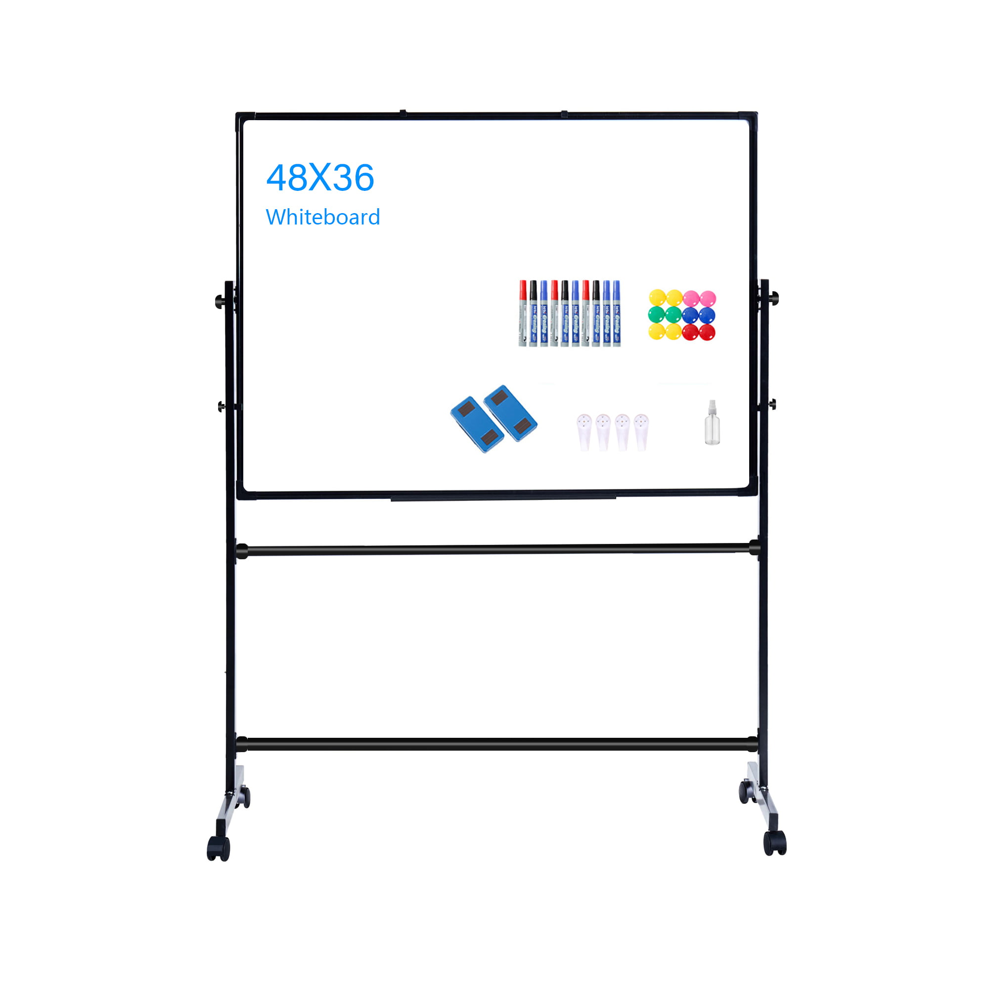 60x40 Mobile Whiteboard Double-Sided Magnetic Large Dry Erase White Board  with Rolling Stand for Offices, Home & School