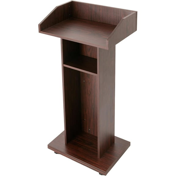 Mobile Wooden Podium Stand Teacher Lectern with Universal Wheels Portable Church Pulpit for Churches Conference Slope Design