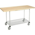 thumbnail image 1 of Mobile Workbench with Wire Rack, Maple Butcher Block Square Edge, 72"W x 30"D, Chrome, 1 of 4