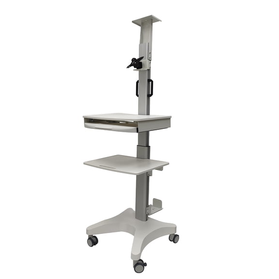 Mobile Workstation Rolling Computer Cart With Monitor Mount Height Adjustable for 17"-32" Screen