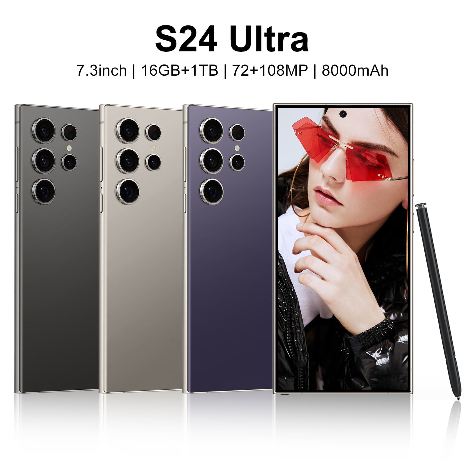 Mobile phone S24Ultra 3+64GB large screen 6.8 size Android 10 popular 4G network perforated