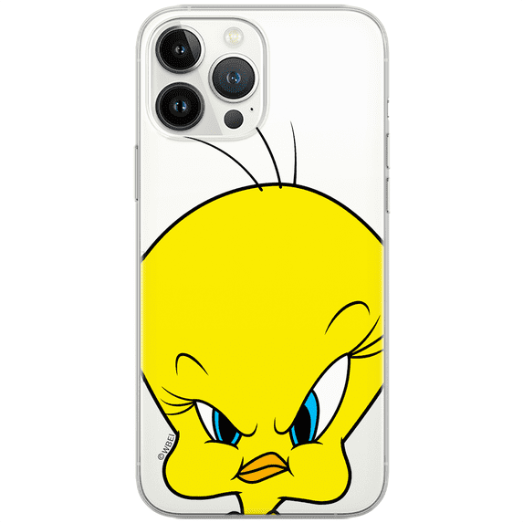 Mobile phone case for Apple IPHONE 14 PRO original and officially Licensed Looney Tunes pattern Tweety 002 optimally adapted to the shape of the mobile phone, partially transparent