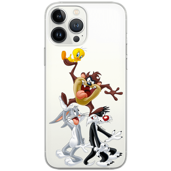 Mobile phone case for Apple IPHONE 15 PLUS original and officially Licensed Looney Tunes pattern Looney Tunes 001 optimally adapted to the shape of the mobile phone, partially transparent