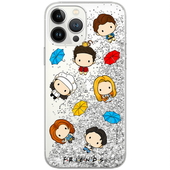 Mobile phone case with glitter overflow effect for Apple IPHONE 13 MINI original and officially Licensed Friends pattern Friends 013 optimally adapted to the shape of the mobile phone