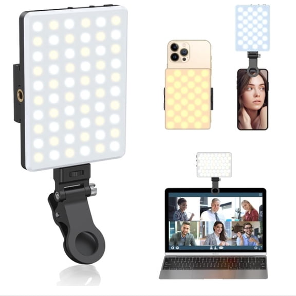 Mobile phone fill light, convenient LED light, used for streaming media, makeup, video conferencing, rechargeable clip on beauty fill light, black