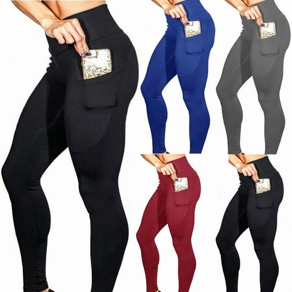 Mobile phone pocket leggings female solid color high elastic yoga hip high waist yoga pants 1773656645268747