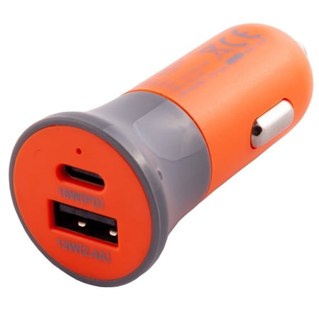 MobileSpec Hi-Vis Dual Port 30W DC Charger Orange