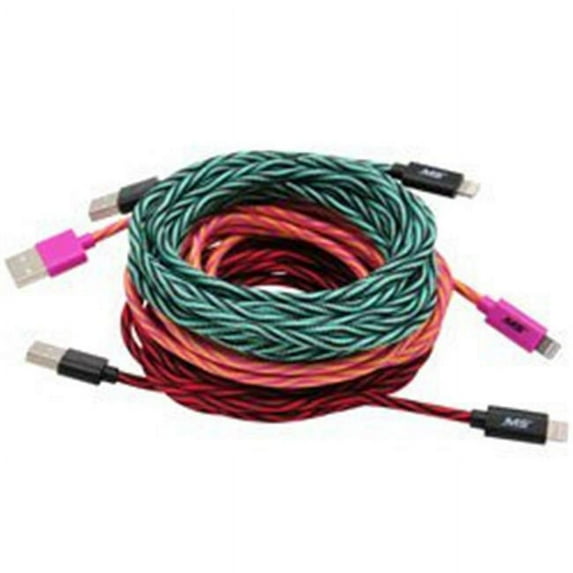 MobileSpec MB06626 10 ft. Lightning Charge & Sync Cable, Assorted Color - Pack of 5