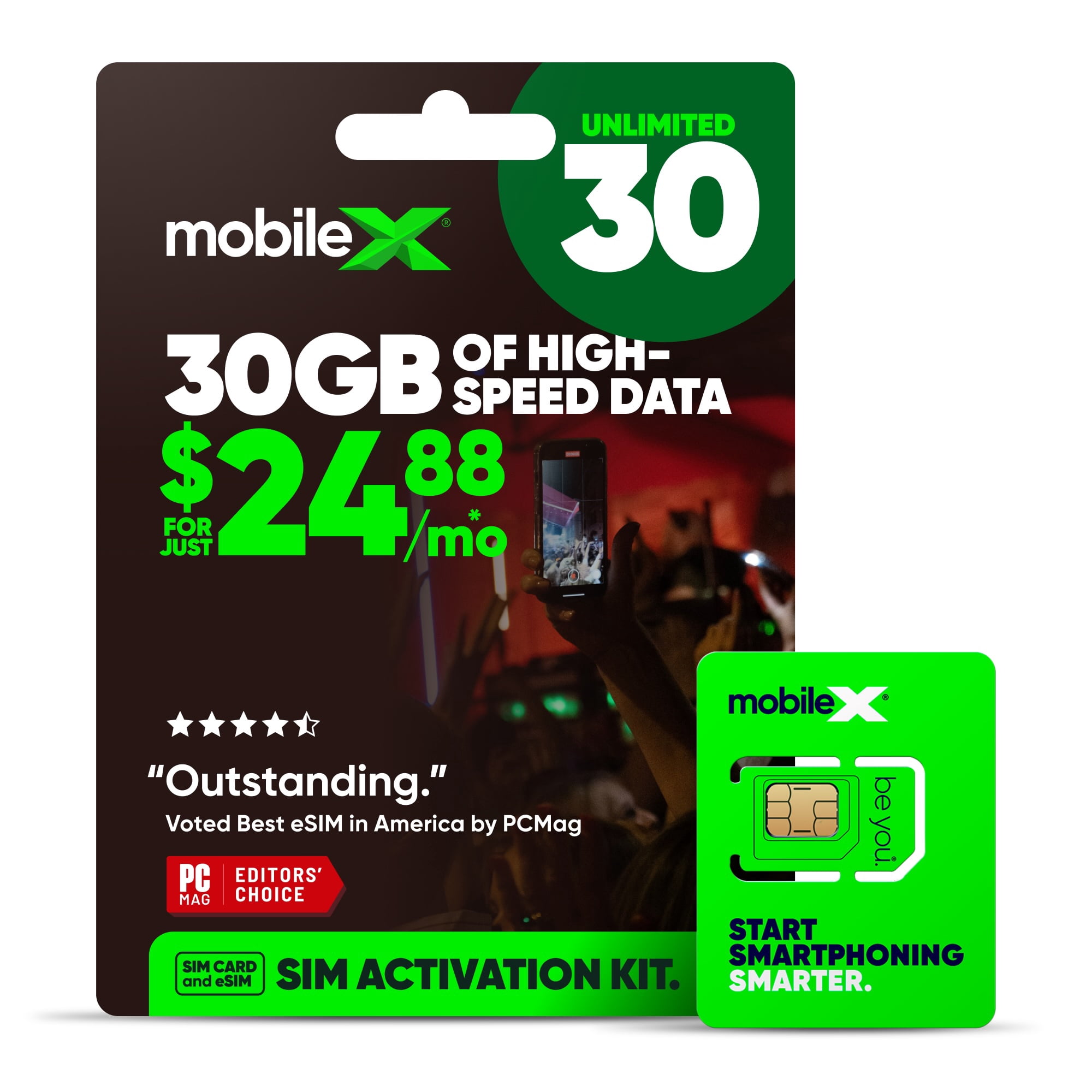 MobileX Prepaid SIM Card & ESIM Activation Kit - Unlimited 30 (1-Month)|1 Month Of Unlimited Data, Talk, & Text W/ 50GB High-Speed Data, 5G Ultra Wideband & 4G LTE Access, Includes 10GB Hotspot