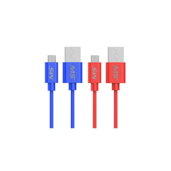 MobileSpec MB06137 4 ft. Micro to USB Charge & Sync Cable Assortment Red & Blue