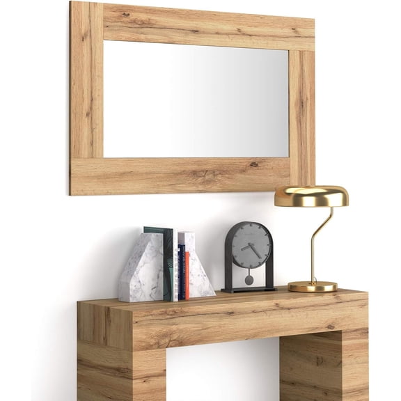 Mobili Fiver, Evolution Rectangular Wall Mirror, 46.5 x 28.7 in, Rustic Oak, Made in Italy