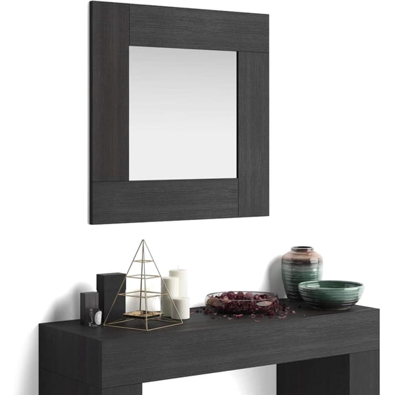 Mobili Fiver, Evolution Square Wall Mirror, 28.7 x 28.7 in, Ashwood Black, Made in Italy