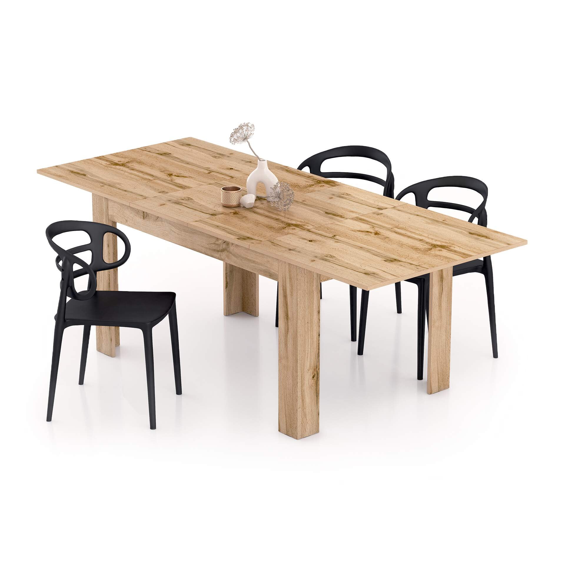Mobili Fiver, Easy, Extendable dining table, Pearled Elm, Made In Italy 