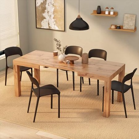 Mobili Fiver, First Extendable Table, 47,2(77,6) x31,5 in, Rustic Oak, for 6-8 People, Expandable Dining Table for Kitchen, Living Room, Italian Furniture