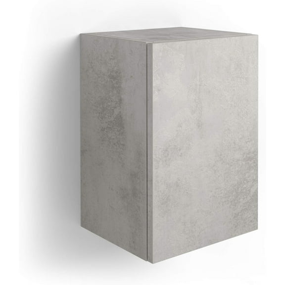 Mobili Fiver, Iacopo Cube Wall Unit with Door, Concrete Effect, Grey, Made in Italy