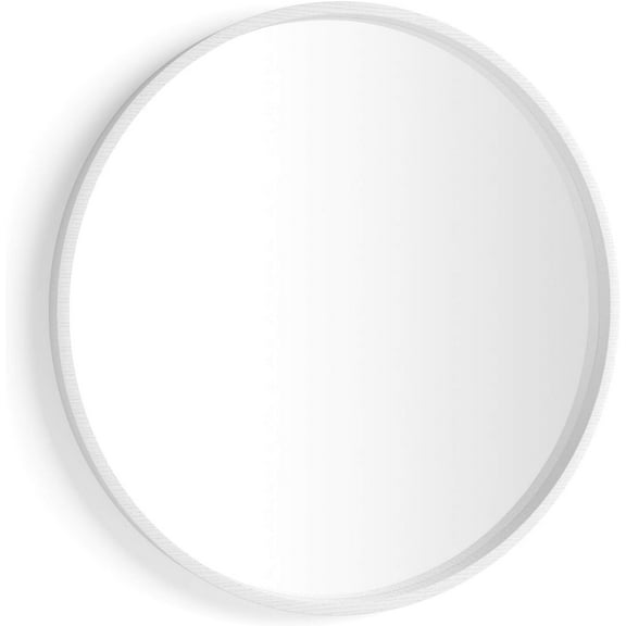 Mobili Fiver, Olivia Round Mirror, 32.28 in Diameter, Ashwood White, Made in Italy