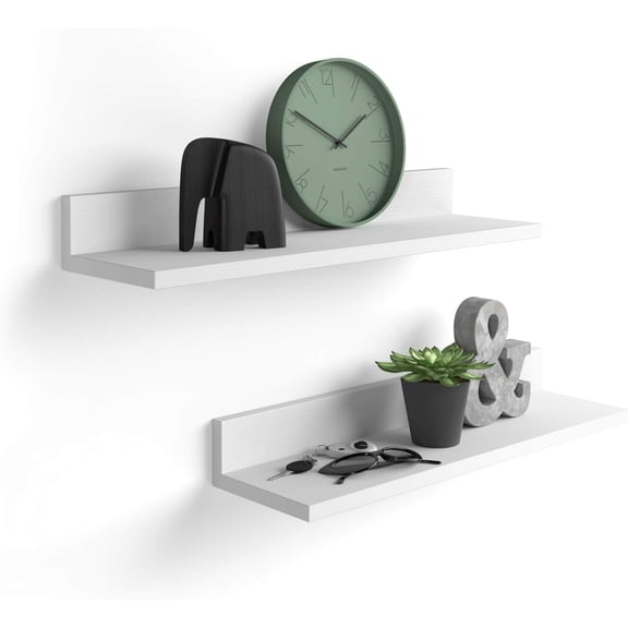 Mobili Fiver, Set of 2 Rachele Shelves, 31.49 in, Ashwood White, Made in Italy