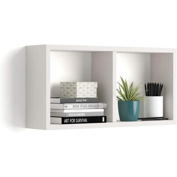 Mobili Fiver, Wall-Mounted Cube Shelf, First, Ashwood White, Made in Italy