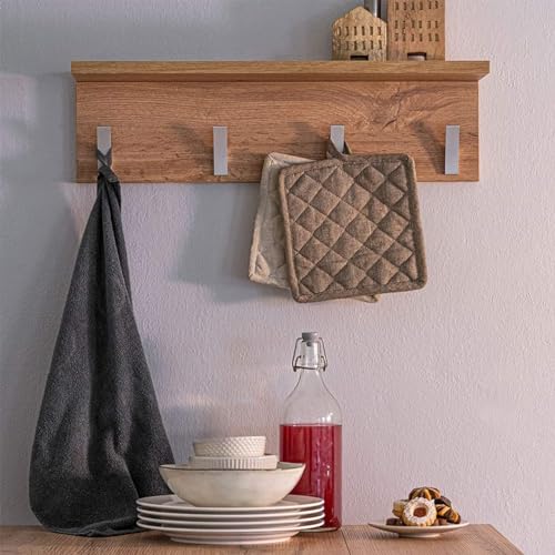 Mobili Fiver Rachele Wall Coat Rack – 80 Cm, Rustic Oak, Made In Italy With Shelf & Hooks